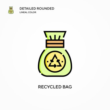 Geri dönüştürülmüş torba vektör simgesi. Modern vektör illüstrasyon kavramları. Düzenlemesi ve kişiselleştirmesi kolay.
