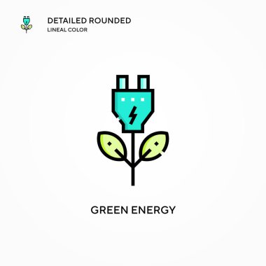 Yeşil enerji vektör simgesi. Modern vektör illüstrasyon kavramları. Düzenlemesi ve kişiselleştirmesi kolay.
