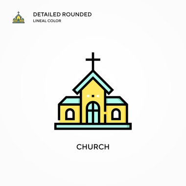 Kilise vektör ikonu. Modern vektör illüstrasyon kavramları. Düzenlemesi ve kişiselleştirmesi kolay.