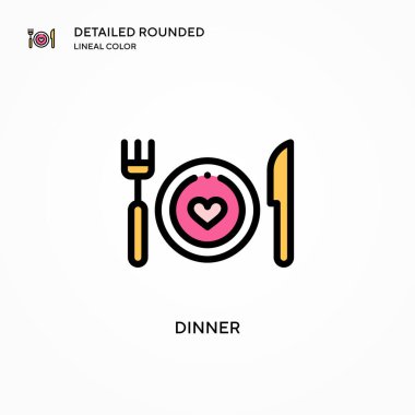 Akşam yemeği ikonu. Modern vektör illüstrasyon kavramları. Düzenlemesi ve kişiselleştirmesi kolay.