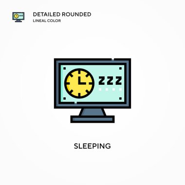 Uyuyan vektör simgesi. Modern vektör illüstrasyon kavramları. Düzenlemesi ve kişiselleştirmesi kolay.