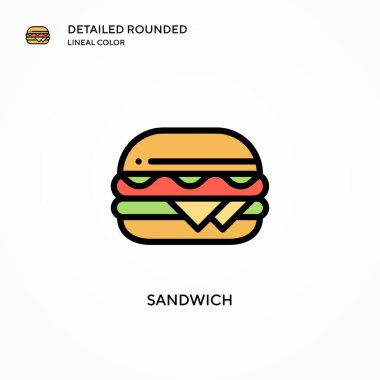Sandviç vektör simgesi. Modern vektör illüstrasyon kavramları. Düzenlemesi ve kişiselleştirmesi kolay.