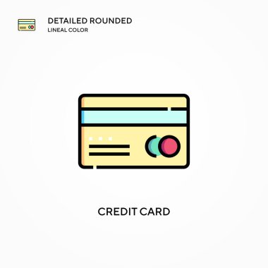 Kredi kartı vektör simgesi. Modern vektör illüstrasyon kavramları. Düzenlemesi ve kişiselleştirmesi kolay.