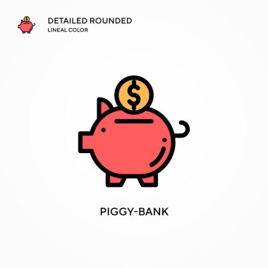 Domuz kumbarası vektör ikonu. Modern vektör illüstrasyon kavramları. Düzenlemesi ve kişiselleştirmesi kolay.