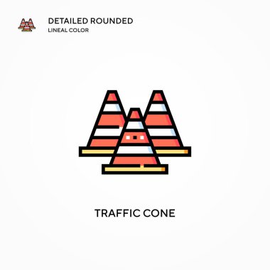 Trafik koni vektör simgesi. Modern vektör illüstrasyon kavramları. Düzenlemesi ve kişiselleştirmesi kolay.