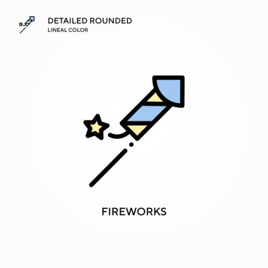 Havai fişek vektör simgesi. Modern vektör illüstrasyon kavramları. Düzenlemesi ve kişiselleştirmesi kolay.