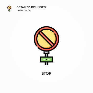 Vektör simgesini durdur. Modern vektör illüstrasyon kavramları. Düzenlemesi ve kişiselleştirmesi kolay.