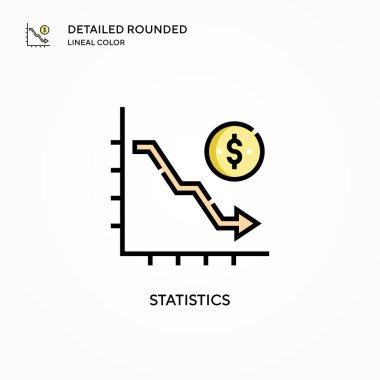 İstatistik vektör simgesi. Modern vektör illüstrasyon kavramları. Düzenlemesi ve kişiselleştirmesi kolay.