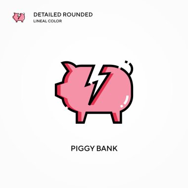 Domuz kumbarası vektör ikonu. Modern vektör illüstrasyon kavramları. Düzenlemesi ve kişiselleştirmesi kolay.