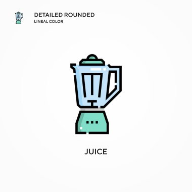 Meyve suyu vektörü ikonu. Modern vektör illüstrasyon kavramları. Düzenlemesi ve kişiselleştirmesi kolay.
