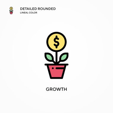 Büyüme vektör simgesi. Modern vektör illüstrasyon kavramları. Düzenlemesi ve kişiselleştirmesi kolay.