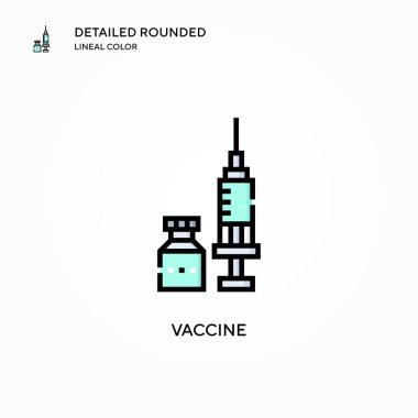 Aşı vektör ikonu. Modern vektör illüstrasyon kavramları. Düzenlemesi ve kişiselleştirmesi kolay.