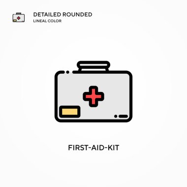 İlk yardım seti vektör simgesi. Modern vektör illüstrasyon kavramları. Düzenlemesi ve kişiselleştirmesi kolay.