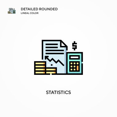 İstatistik vektör simgesi. Modern vektör illüstrasyon kavramları. Düzenlemesi ve kişiselleştirmesi kolay.