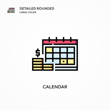 Takvim vektör simgesi. Modern vektör illüstrasyon kavramları. Düzenlemesi ve kişiselleştirmesi kolay.
