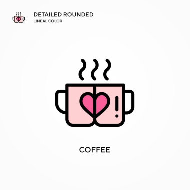 Kahve vektörü ikonu. Modern vektör illüstrasyon kavramları. Düzenlemesi ve kişiselleştirmesi kolay.