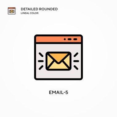E- posta-5 vektör simgesi. Modern vektör illüstrasyon kavramları. Düzenlemesi ve kişiselleştirmesi kolay.