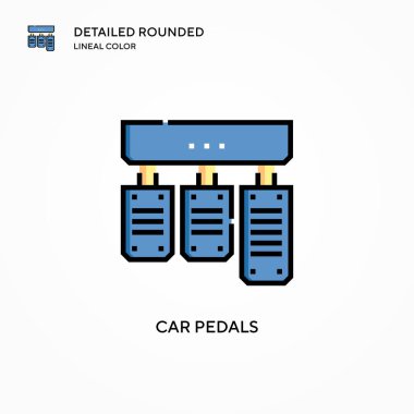 Araba pedalları vektör ikonu. Modern vektör illüstrasyon kavramları. Düzenlemesi ve kişiselleştirmesi kolay.