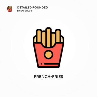 Patates kızartması vektör ikonu. Modern vektör illüstrasyon kavramları. Düzenlemesi ve kişiselleştirmesi kolay.