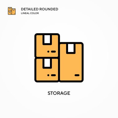 Depolama vektör simgesi. Modern vektör illüstrasyon kavramları. Düzenlemesi ve kişiselleştirmesi kolay.