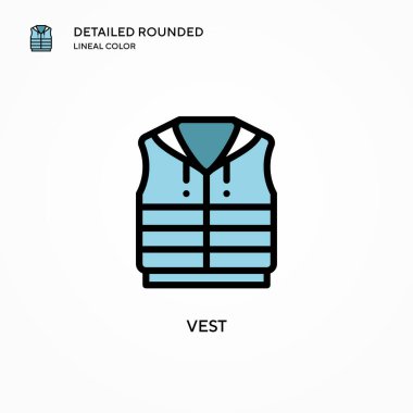 Yelek vektör simgesi. Modern vektör illüstrasyon kavramları. Düzenlemesi ve kişiselleştirmesi kolay.