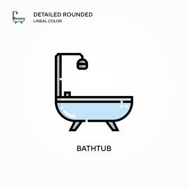 Küvet vektör simgesi. Modern vektör illüstrasyon kavramları. Düzenlemesi ve kişiselleştirmesi kolay.