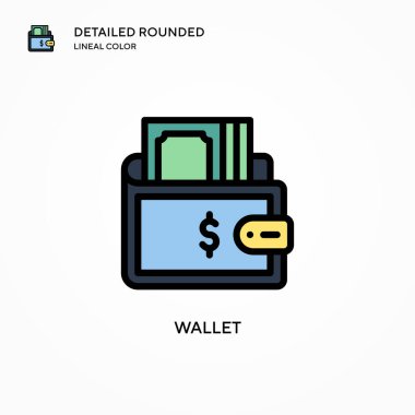 Cüzdan vektör simgesi. Modern vektör illüstrasyon kavramları. Düzenlemesi ve kişiselleştirmesi kolay.