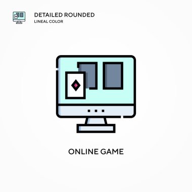 Çevrimiçi oyun vektör simgesi. Modern vektör illüstrasyon kavramları. Düzenlemesi ve kişiselleştirmesi kolay.