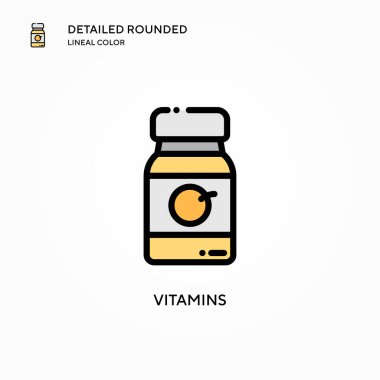 Vitamin vektör simgesi. Modern vektör illüstrasyon kavramları. Düzenlemesi ve kişiselleştirmesi kolay.