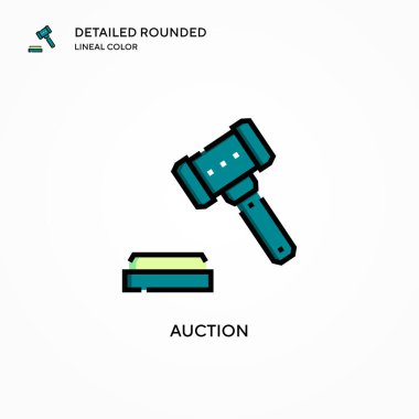 Açık arttırma vektör simgesi. Modern vektör illüstrasyon kavramları. Düzenlemesi ve kişiselleştirmesi kolay.