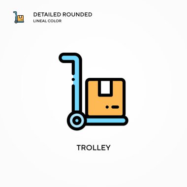 Trolley vektör simgesi. Modern vektör illüstrasyon kavramları. Düzenlemesi ve kişiselleştirmesi kolay.