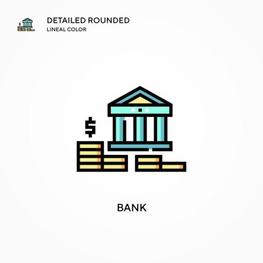 Banka vektör simgesi. Modern vektör illüstrasyon kavramları. Düzenlemesi ve kişiselleştirmesi kolay.