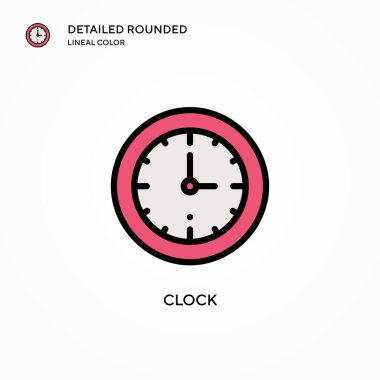 Saat vektör simgesi. Modern vektör illüstrasyon kavramları. Düzenlemesi ve kişiselleştirmesi kolay.