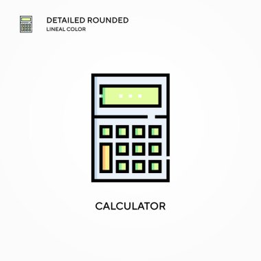 Hesap makinesi vektör simgesi. Modern vektör illüstrasyon kavramları. Düzenlemesi ve kişiselleştirmesi kolay.