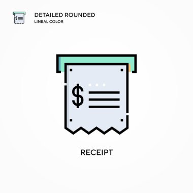 Makbuz vektör simgesi. Modern vektör illüstrasyon kavramları. Düzenlemesi ve kişiselleştirmesi kolay.