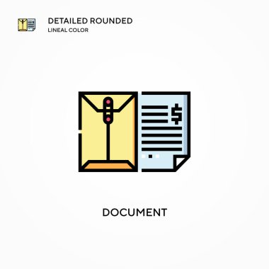 Belge vektör simgesi. Modern vektör illüstrasyon kavramları. Düzenlemesi ve kişiselleştirmesi kolay.