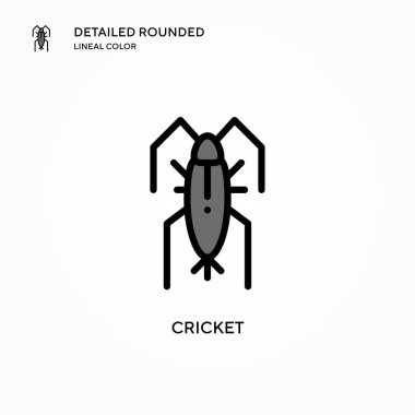 Kriket vektör ikonu. Modern vektör illüstrasyon kavramları. Düzenlemesi ve kişiselleştirmesi kolay.