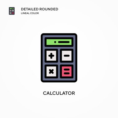 Hesap makinesi vektör simgesi. Modern vektör illüstrasyon kavramları. Düzenlemesi ve kişiselleştirmesi kolay.