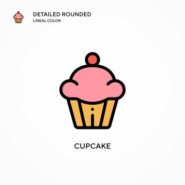 Cupcake vektör simgesi. Modern vektör illüstrasyon kavramları. Düzenlemesi ve kişiselleştirmesi kolay.