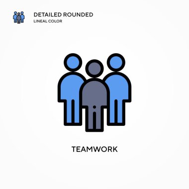 Takım çalışması vektör simgesi. Modern vektör illüstrasyon kavramları. Düzenlemesi ve kişiselleştirmesi kolay.