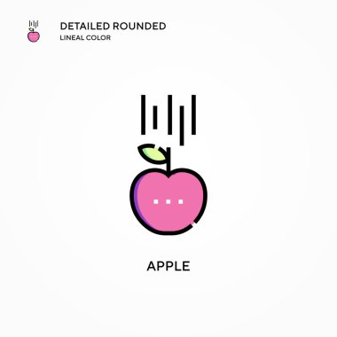 Elma vektör simgesi. Modern vektör illüstrasyon kavramları. Düzenlemesi ve kişiselleştirmesi kolay.