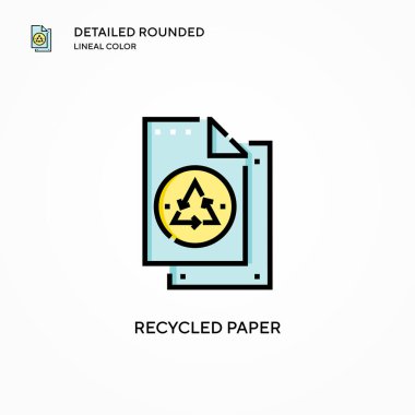Geri dönüştürülmüş kağıt vektör simgesi. Modern vektör illüstrasyon kavramları. Düzenlemesi ve kişiselleştirmesi kolay.