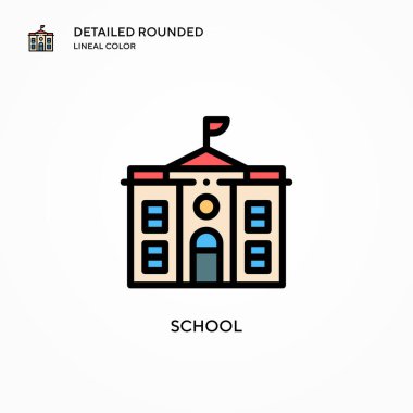 Okul vektör simgesi. Modern vektör illüstrasyon kavramları. Düzenlemesi ve kişiselleştirmesi kolay.