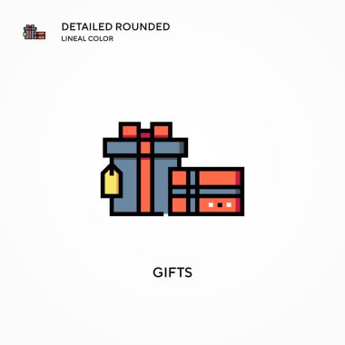 Hediye vektör simgesi. Modern vektör illüstrasyon kavramları. Düzenlemesi ve kişiselleştirmesi kolay.