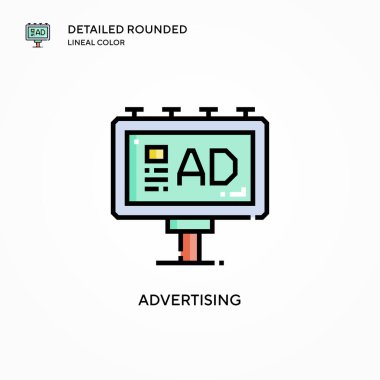 Reklam vektörü simgesi. Modern vektör illüstrasyon kavramları. Düzenlemesi ve kişiselleştirmesi kolay.
