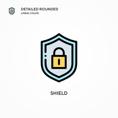 Kalkan vektör simgesi. Modern vektör illüstrasyon kavramları. Düzenlemesi ve kişiselleştirmesi kolay.