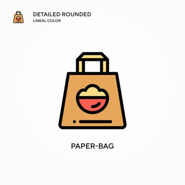 Kağıt torba vektör simgesi. Modern vektör illüstrasyon kavramları. Düzenlemesi ve kişiselleştirmesi kolay.
