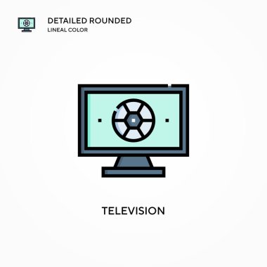 Televizyon vektör simgesi. Modern vektör illüstrasyon kavramları. Düzenlemesi ve kişiselleştirmesi kolay.