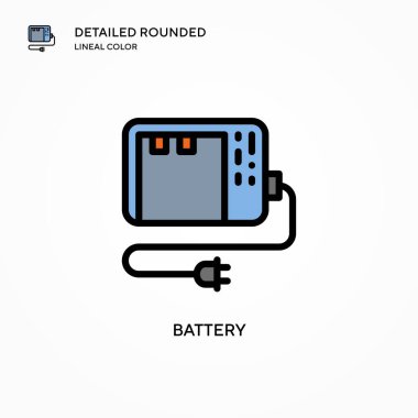 Batarya vektör simgesi. Modern vektör illüstrasyon kavramları. Düzenlemesi ve kişiselleştirmesi kolay.