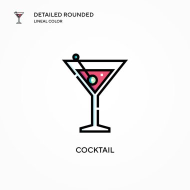 Kokteyl vektör simgesi. Modern vektör illüstrasyon kavramları. Düzenlemesi ve kişiselleştirmesi kolay.